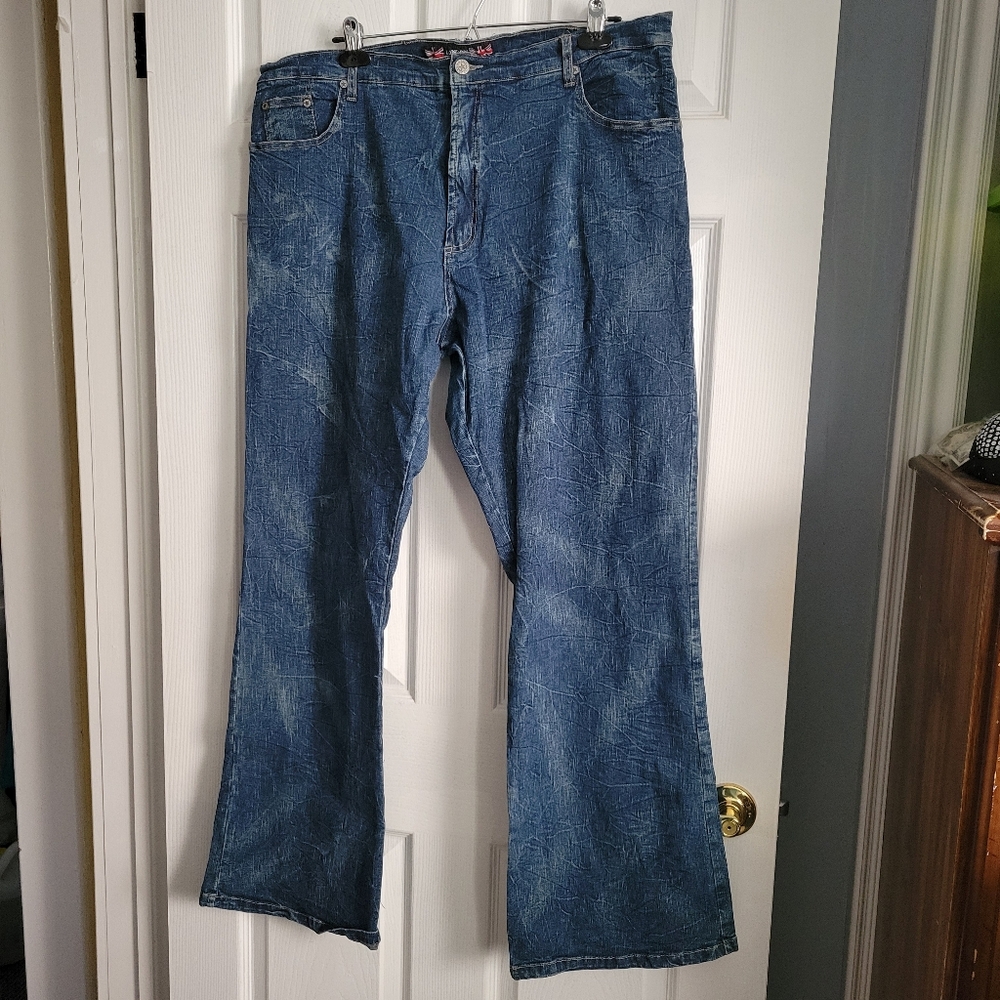 Vintage Wrinkle Effect Boot Cut Jeans